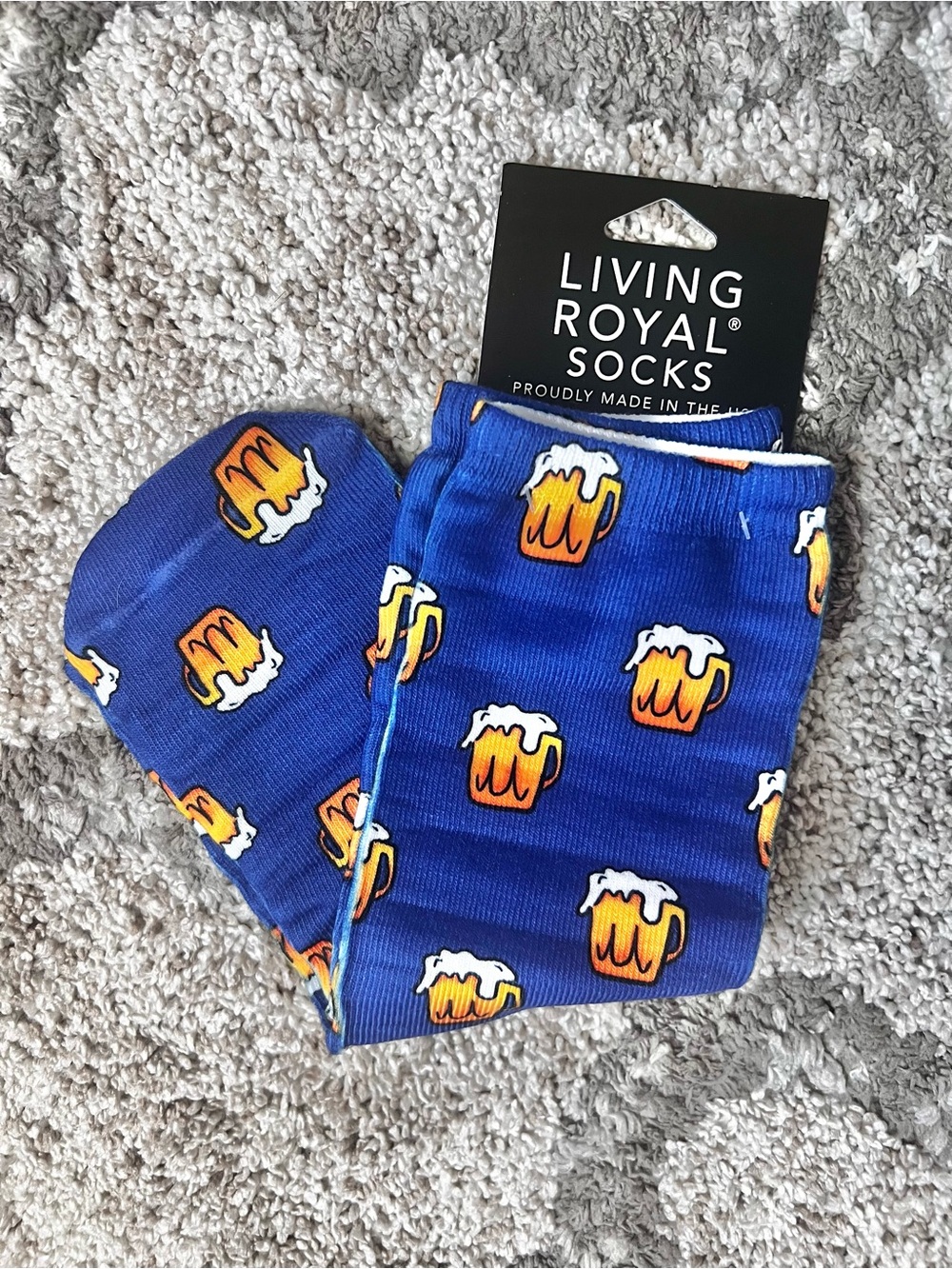 Living Royal Beer Mug Crew Socks | Rare Discontinued Novelty Socks